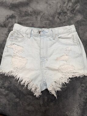 Hollister Light Blue Distressed Denim Cutoff Shorts